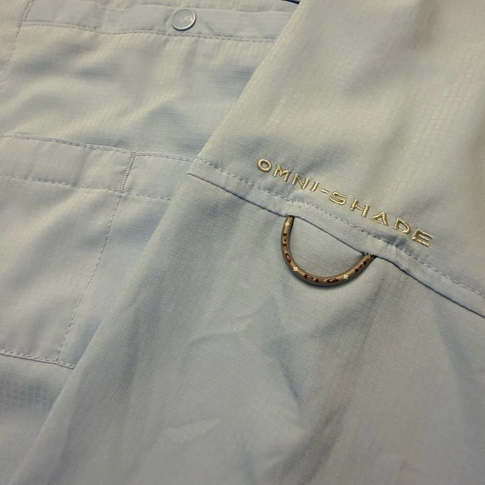 Columbia PFG Tamiami Fishing Shirt Mens Large Blue Omni Shade Long Sleeve - Picture 6 of 9